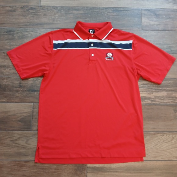 FootJoy Polo Mens Large Red Santa Lucia River Club Performance Stretch Flex - Picture 2 of 10